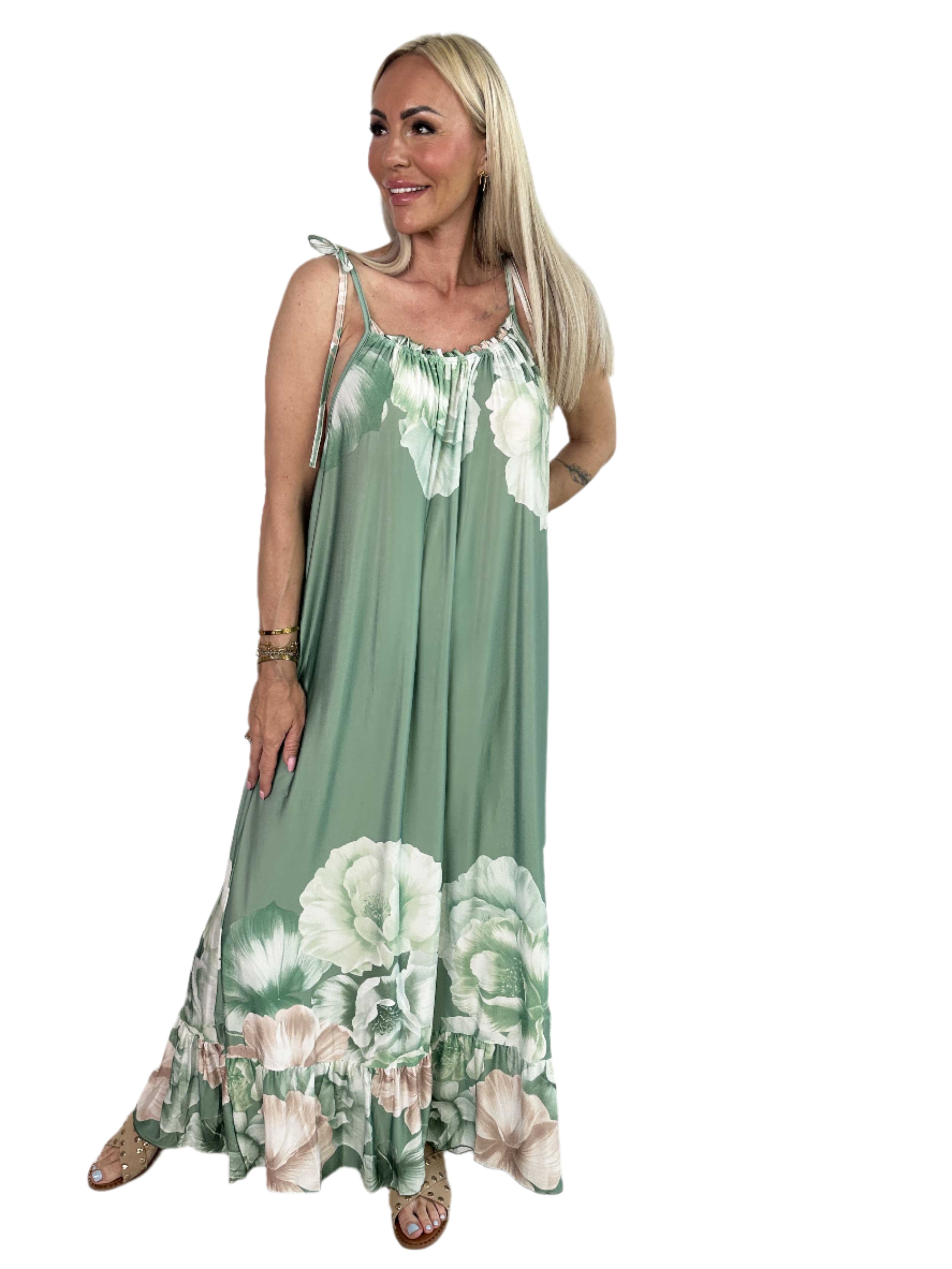 Alba – Let Sommerkjole med Elastiske Stropper og Blomsterprint