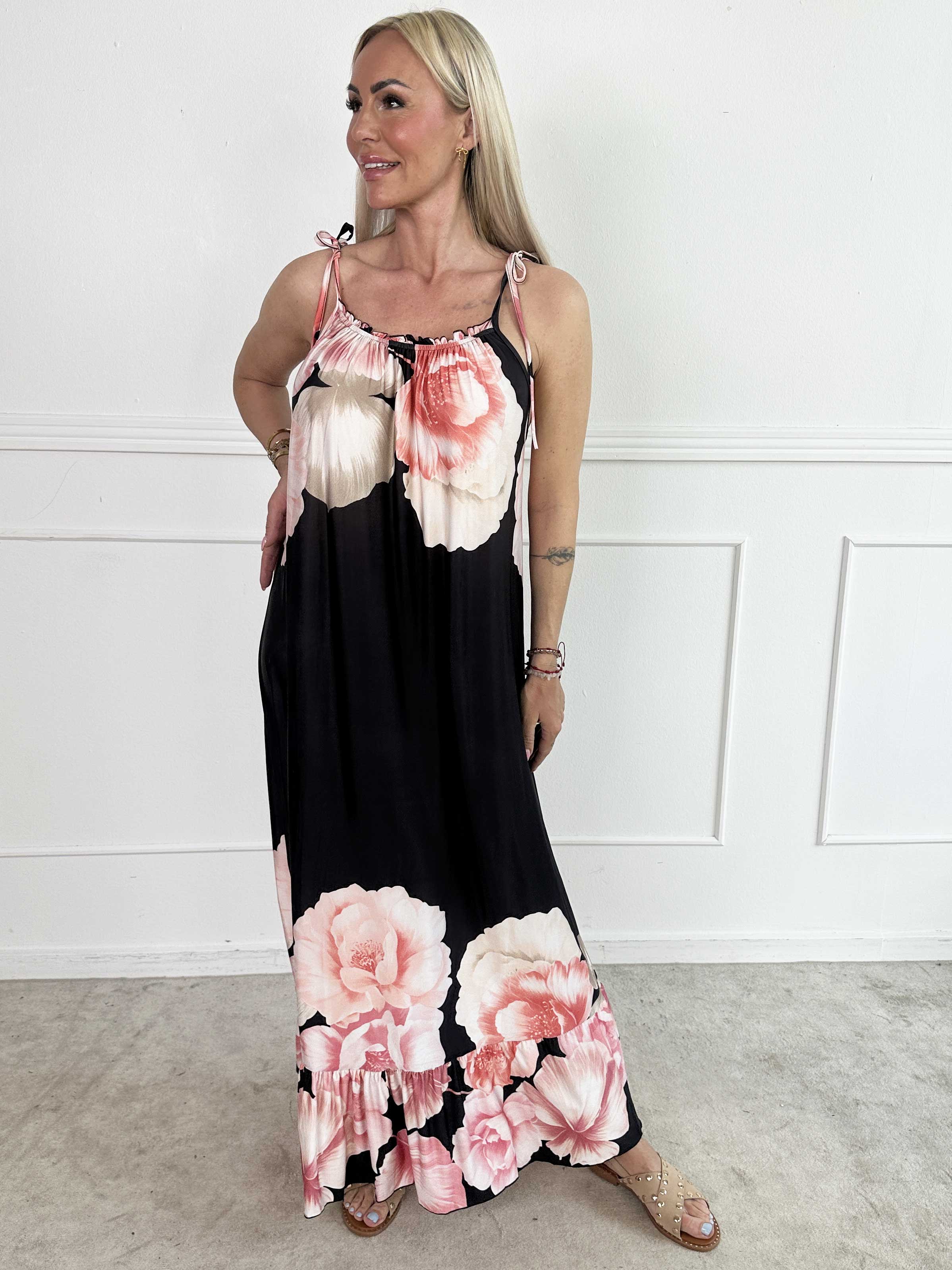 Alba – Let Sommerkjole med Elastiske Stropper og Blomsterprint