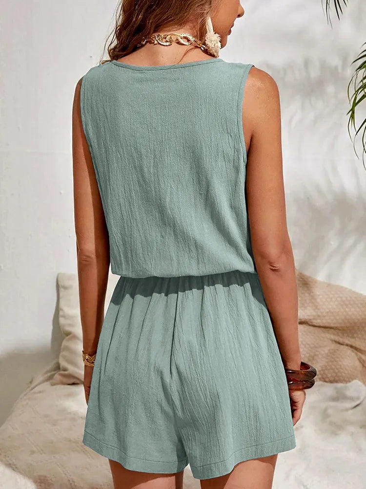 Lina - Ærmeløs Jumpsuit med Afslappet Pasform og Moderne Detaljer