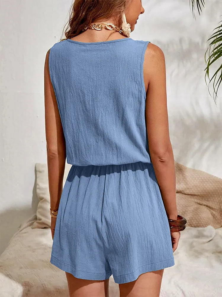 Lina - Ærmeløs Jumpsuit med Afslappet Pasform og Moderne Detaljer