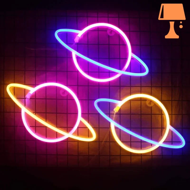 CosmoGlow – Planet-inspirerede vægmonterede neonrørlys