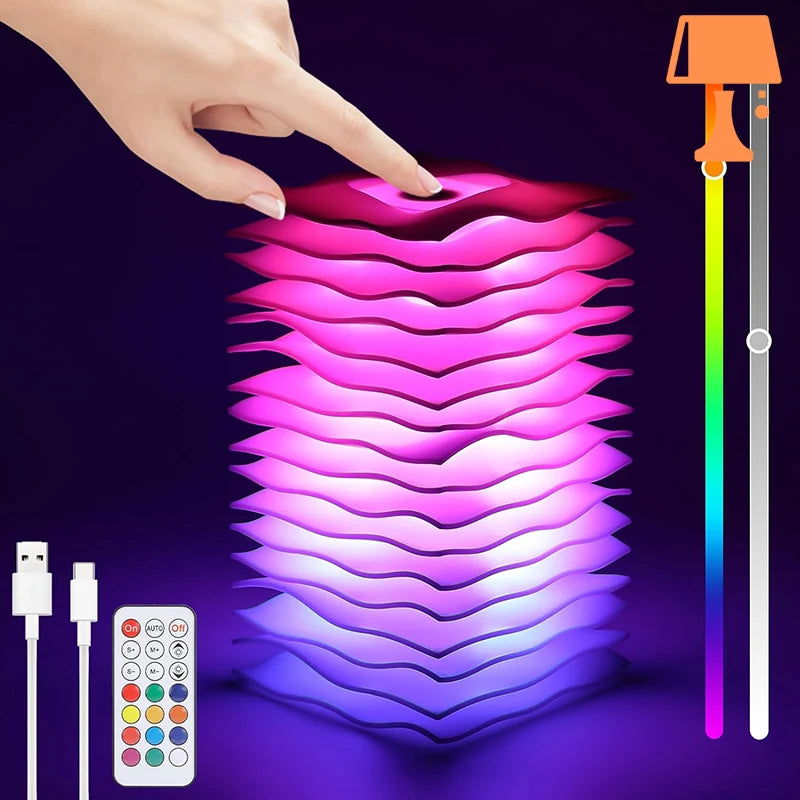 WaveGlow - Kunstnerisk bølgedesignlampe med fjernbetjening
