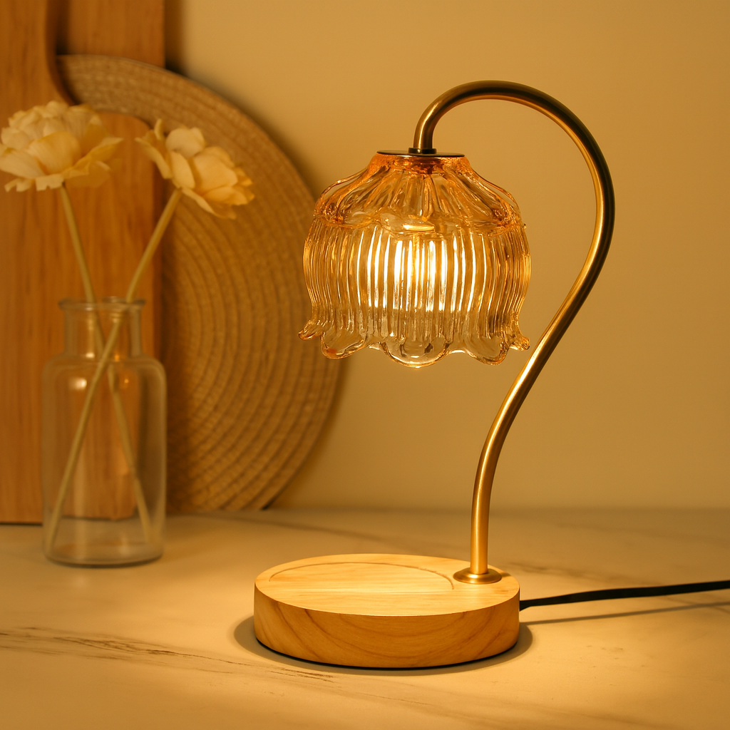 Luminara CrystalGlow – Elegant Bordlampe med Unikt Glasstensdesign