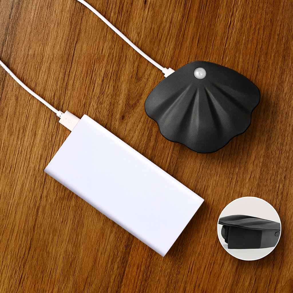 Lunaria – Elegant Væghængt LED Natlampe i Muslingeform