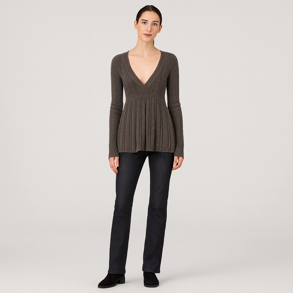 Maeva | Blød kabelstrikket pullover med V-udskæring