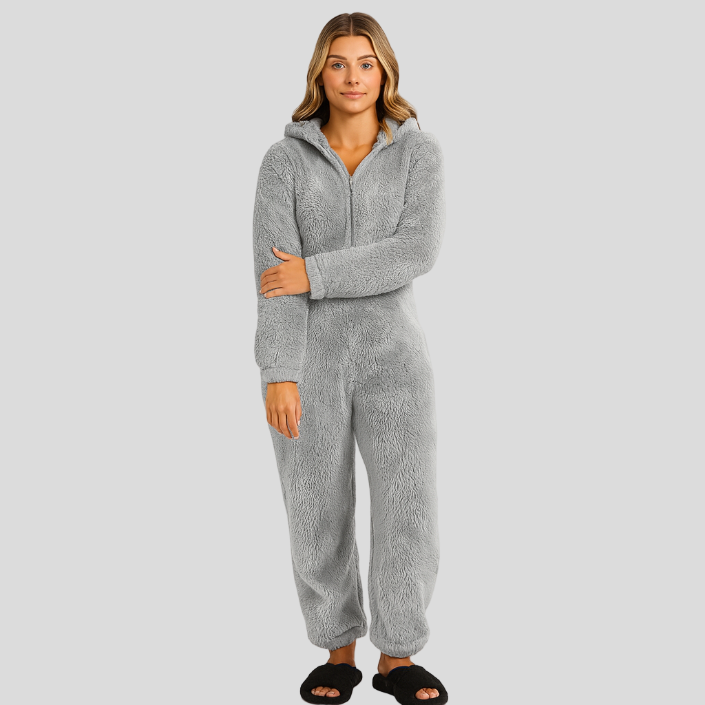 Mirella | Flauschig hættetrøje med lynlås pyjamas