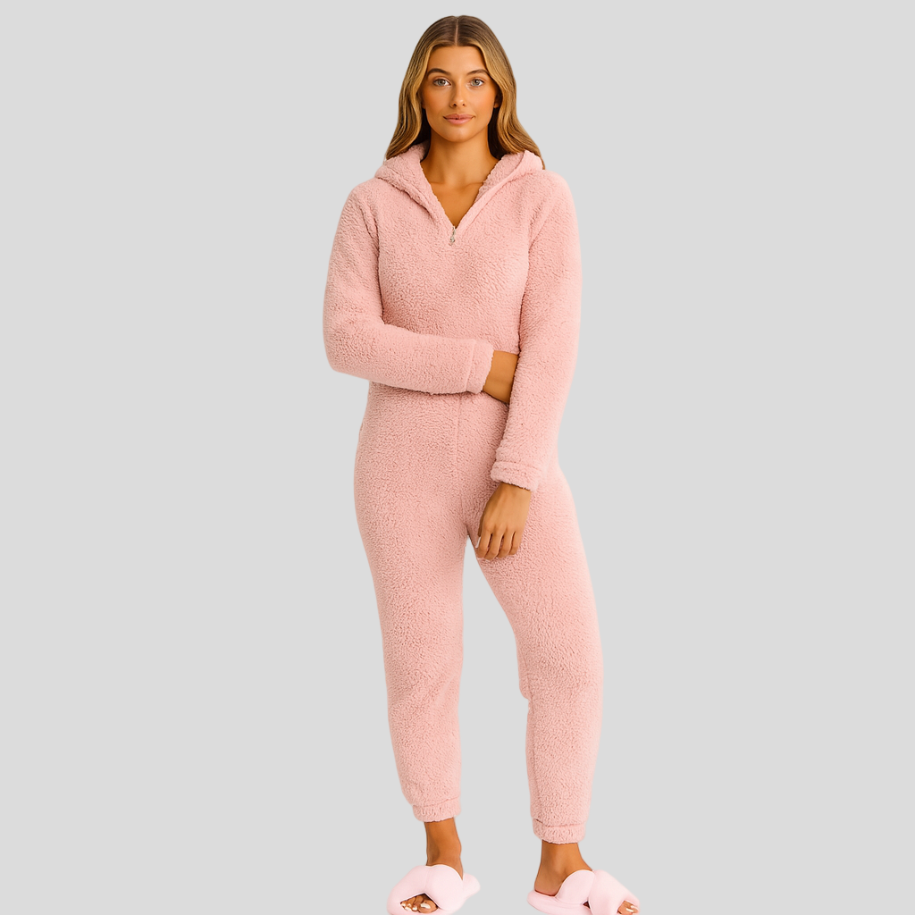 Mirella | Flauschig hættetrøje med lynlås pyjamas