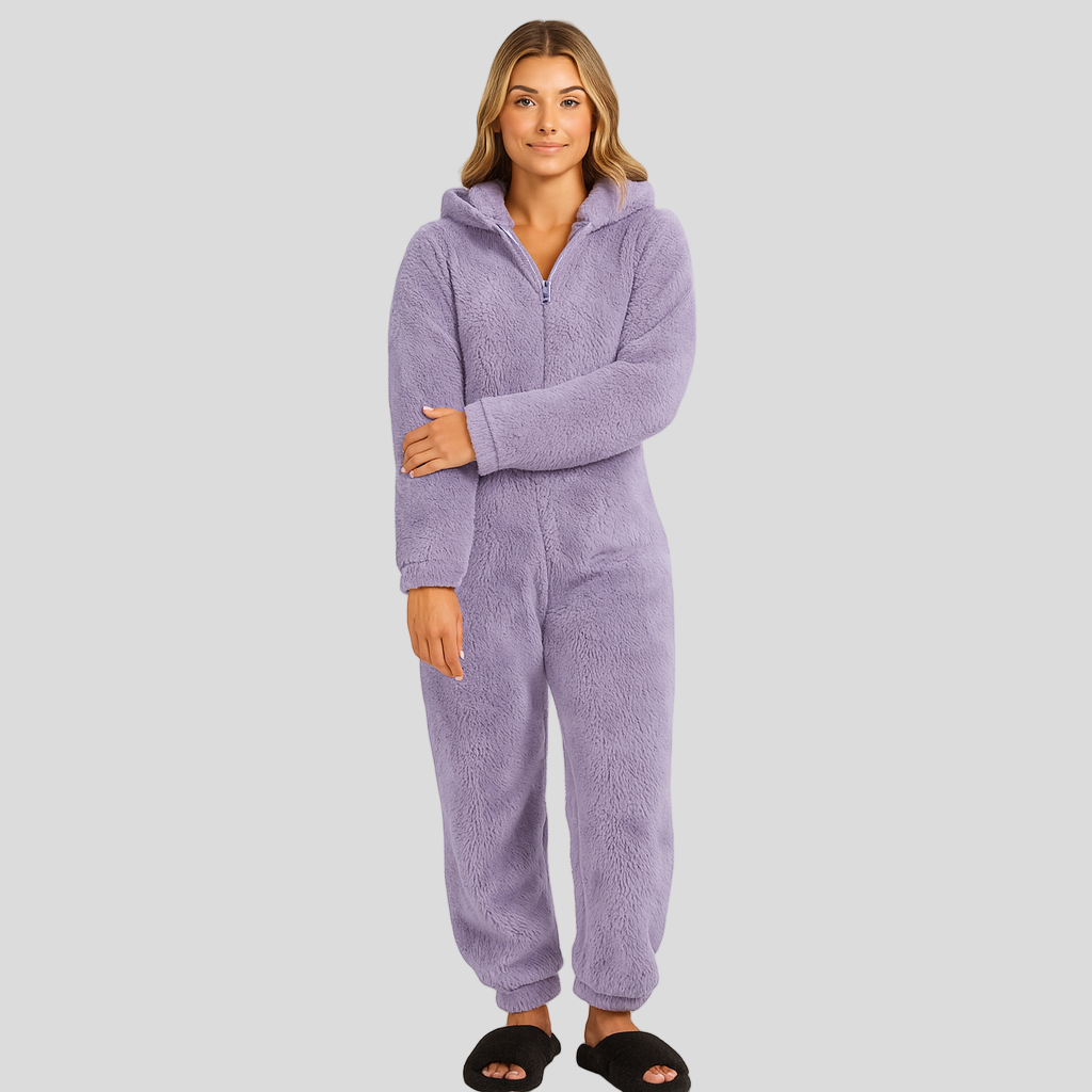 Mirella | Flauschig hættetrøje med lynlås pyjamas