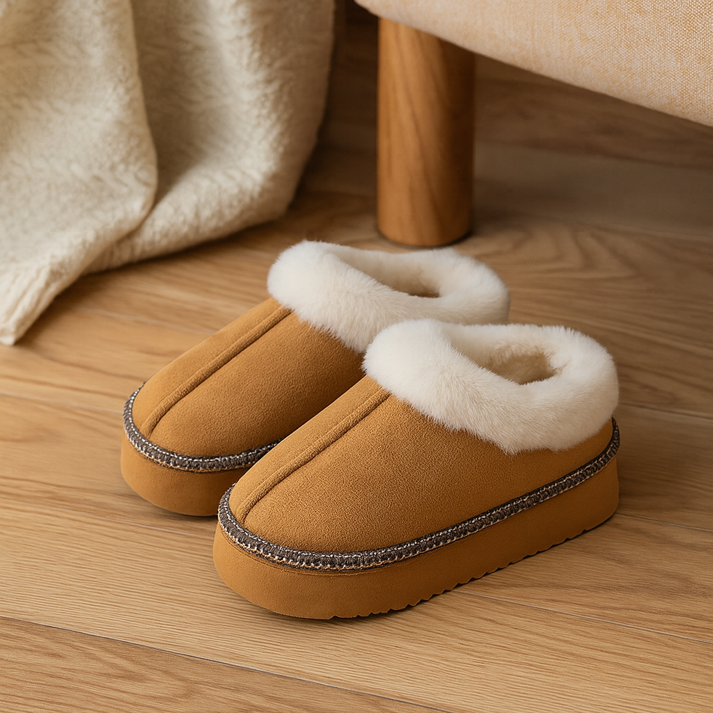 Nordhavn | Herre Plys Vinterbomulds Tøfler med Tykk Sål