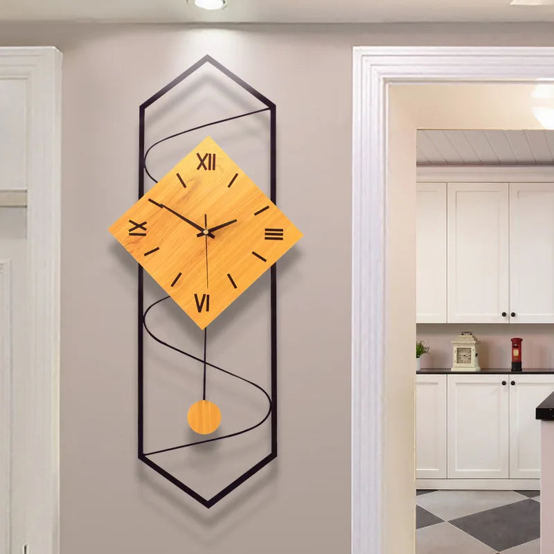NordicTime 3D Vægur – Stilfuldt Trædesign med Elegant Stort Display