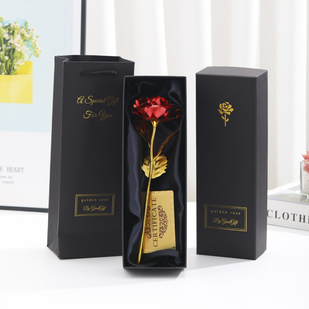 Aurelia 24K Forgyldt Rose – En Tidløs Gave i Luksuriøs Gaveæske