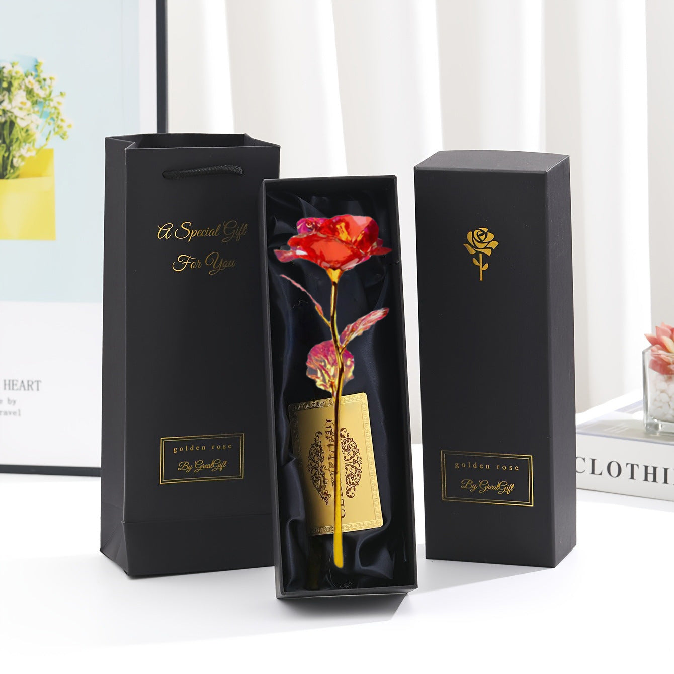 Aurelia 24K Forgyldt Rose – En Tidløs Gave i Luksuriøs Gaveæske