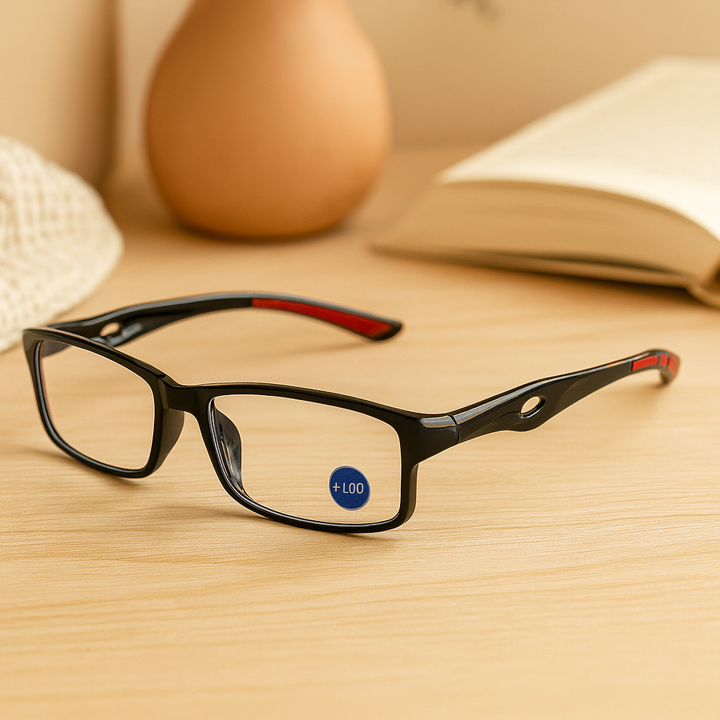 Optivance | Skridsikre sportslæsebriller til mænd med beskyttelse mod blåt lys