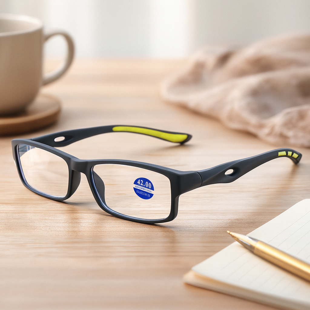 Optivance | Skridsikre sportslæsebriller til mænd med beskyttelse mod blåt lys