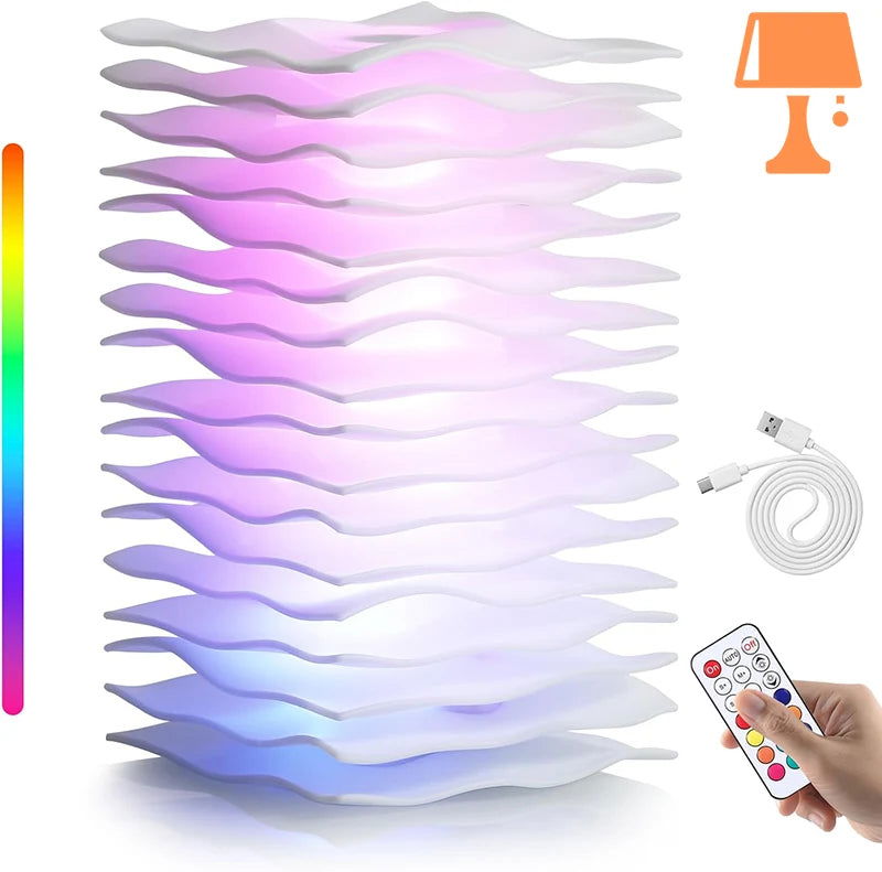 WaveGlow - Kunstnerisk bølgedesignlampe med fjernbetjening