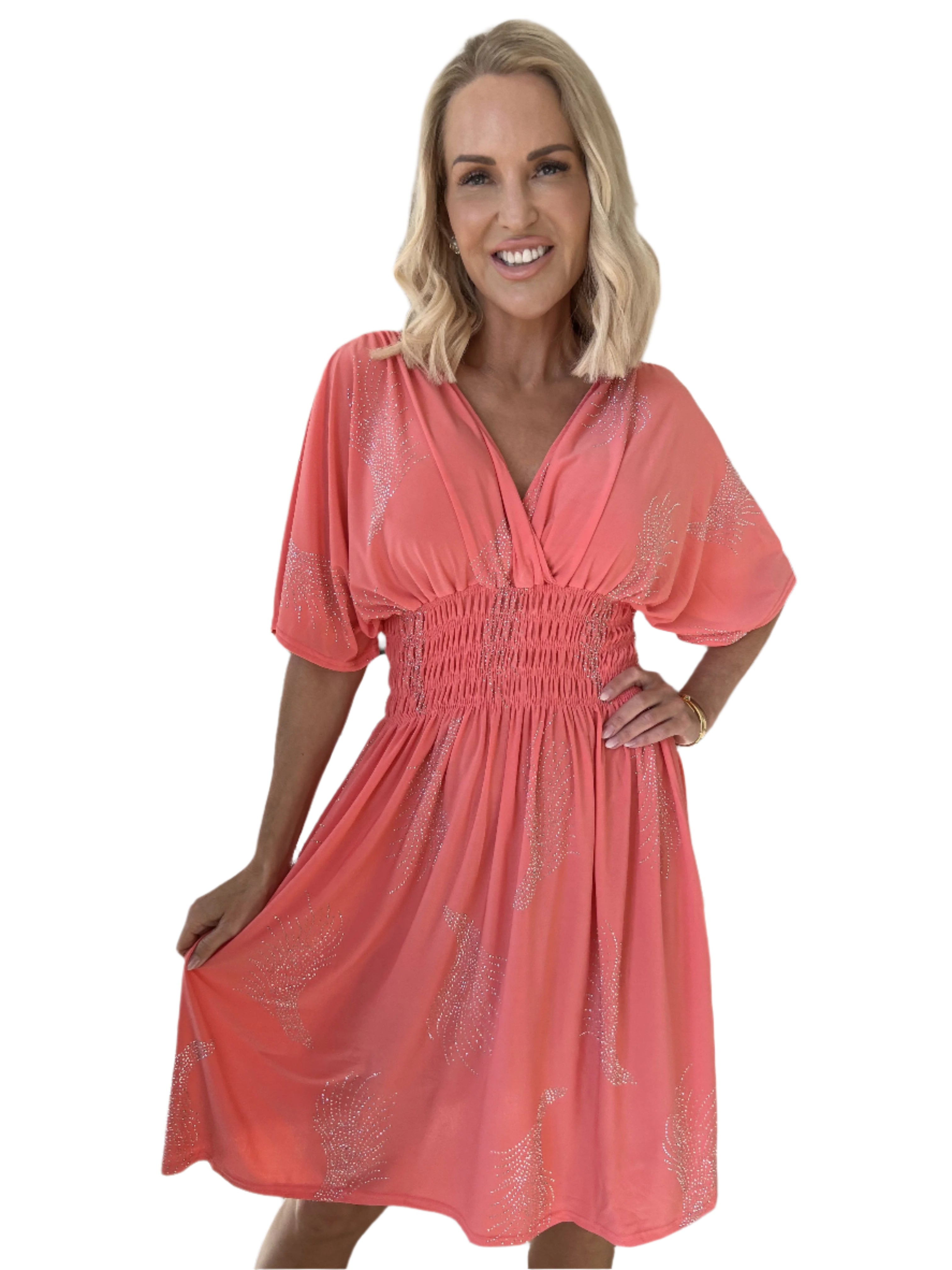 Adeline - Boho-Inspireret Midikjole med Smocktalje
