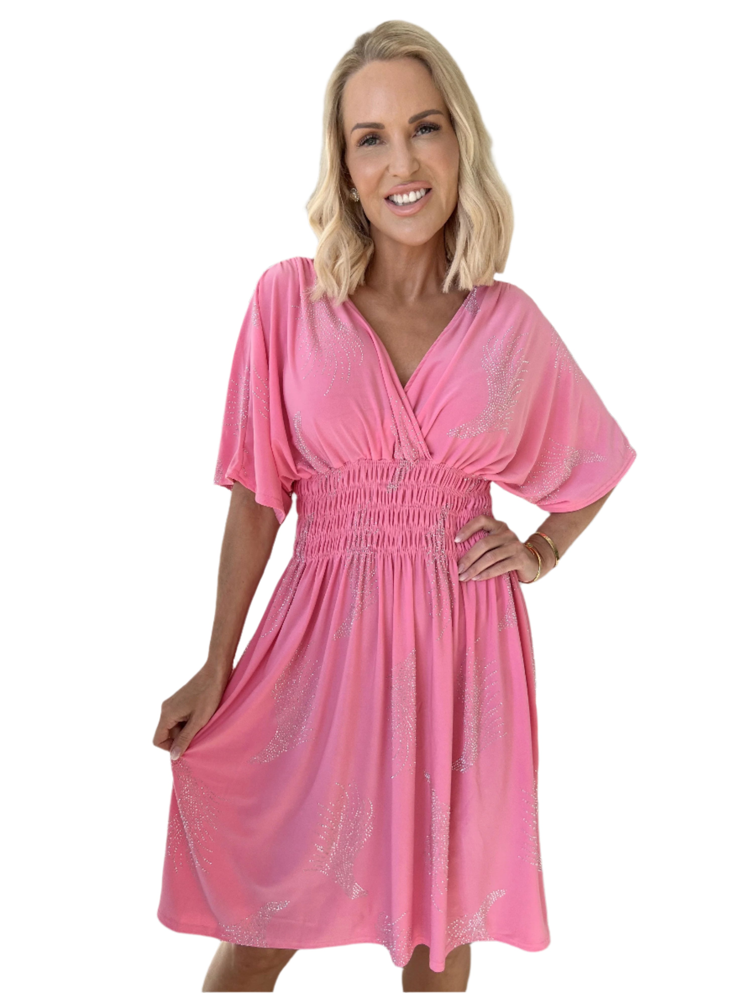 Adeline - Boho-Inspireret Midikjole med Smocktalje