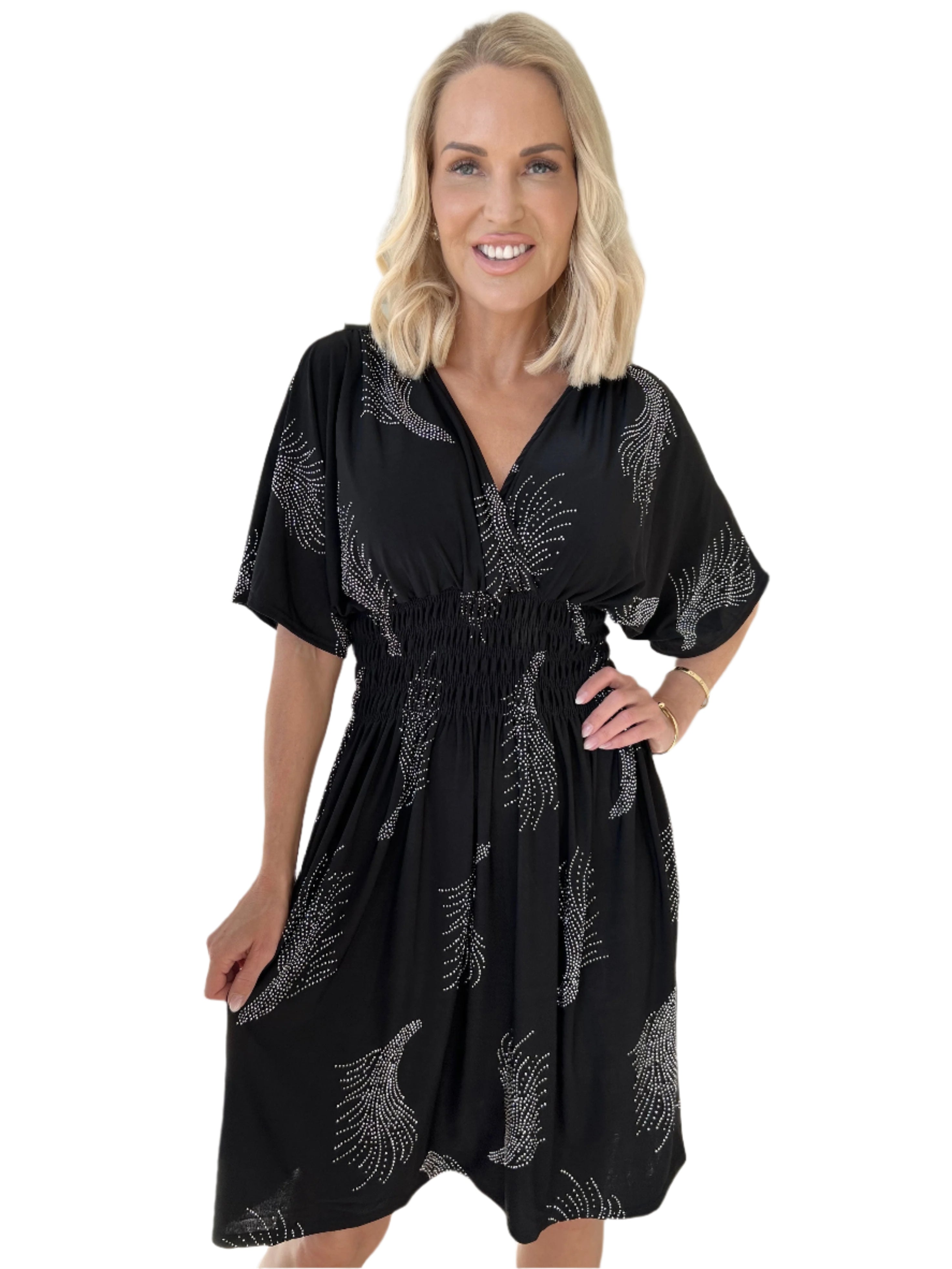 Adeline - Boho-Inspireret Midikjole med Smocktalje