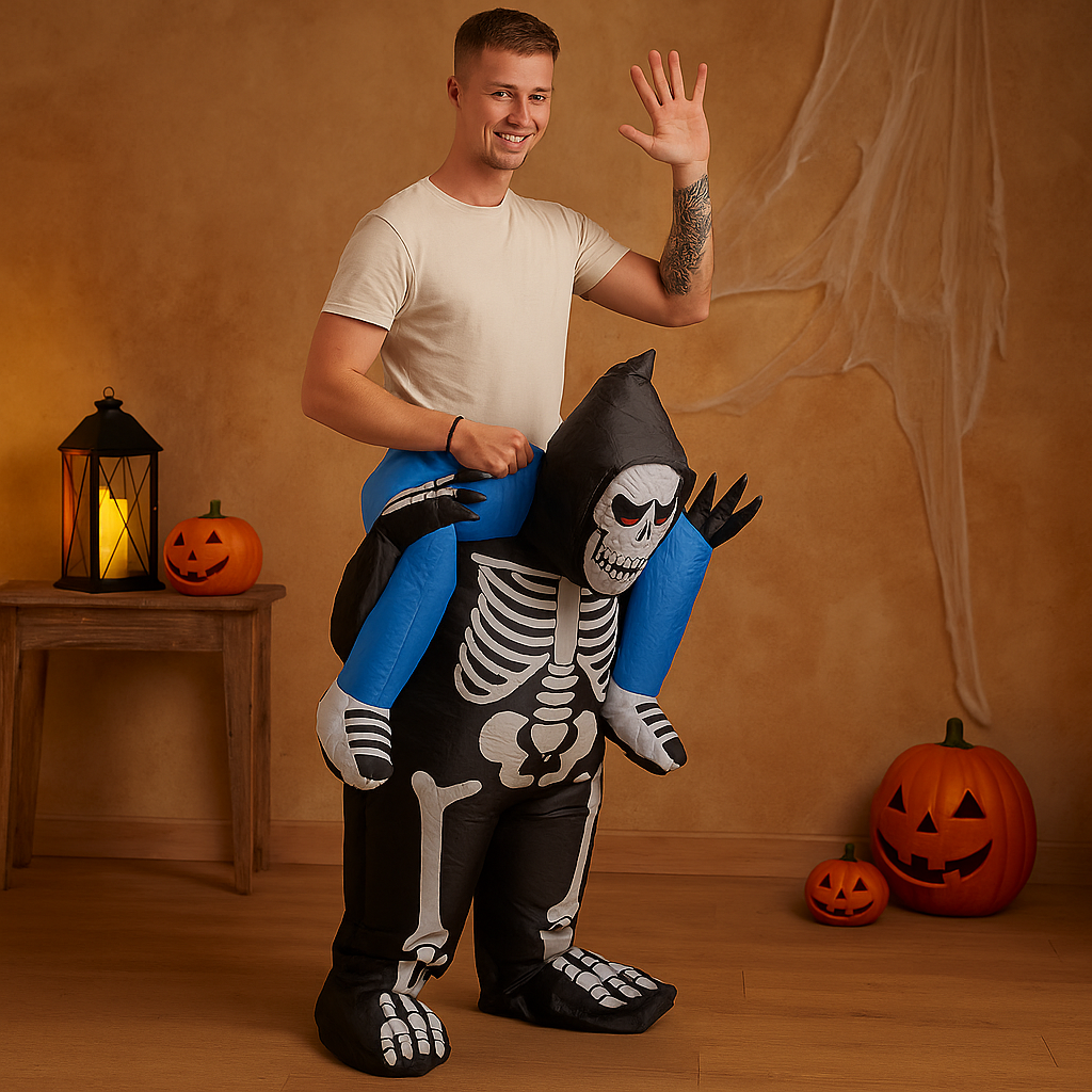 PhantomX | Oppusteligt skeletkostume til Halloweenfester