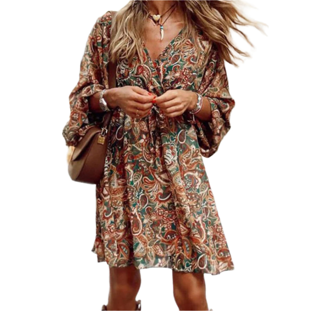 Jacque - Boho-chic minikjole med V-hals