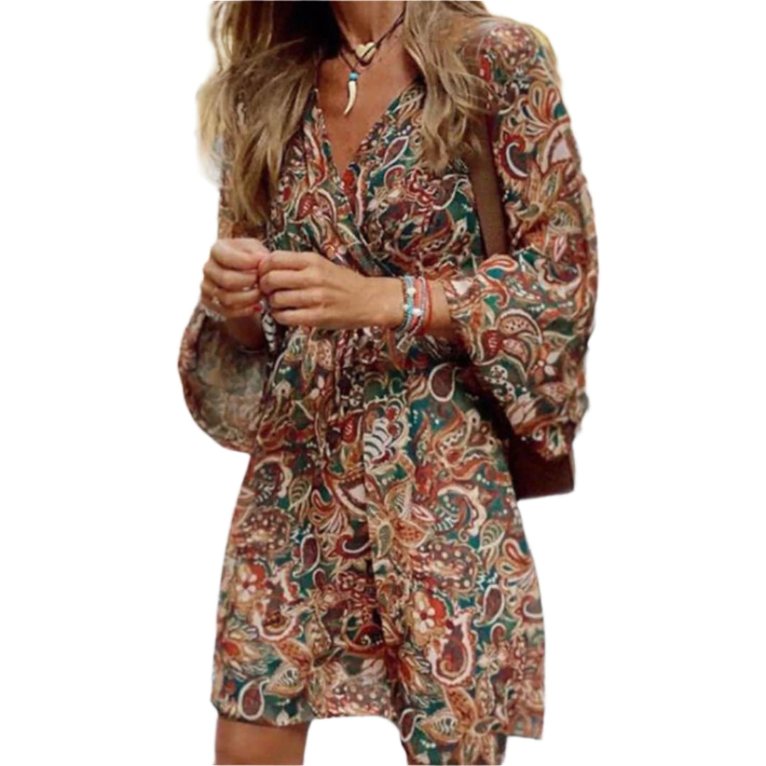 Jacque - Boho-chic minikjole med V-hals