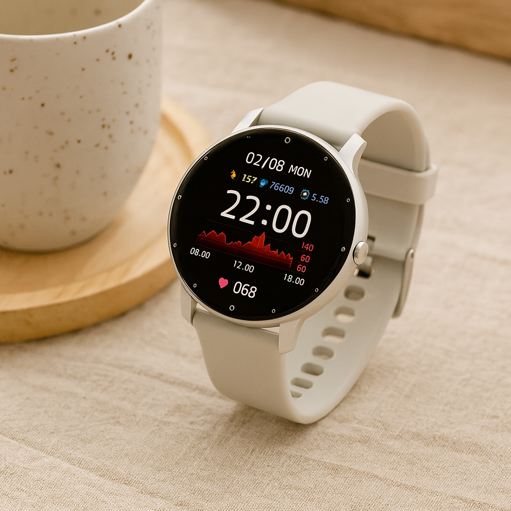 PulseSync | Kardiovaskulær Smartwatch med Hjerteovervågning, Opkalds- og Beskedpåmindelser og Døgnfitness-Tracking