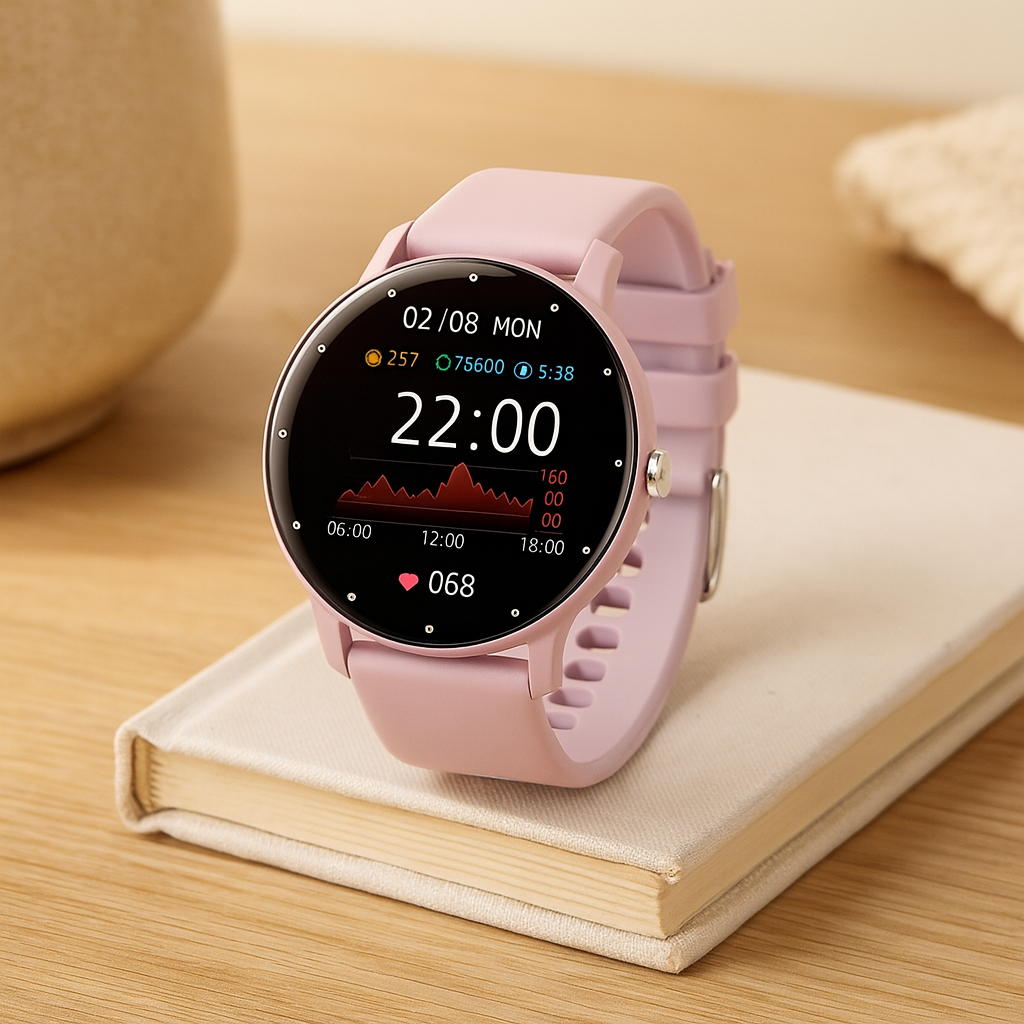 PulseSync | Kardiovaskulær Smartwatch med Hjerteovervågning, Opkalds- og Beskedpåmindelser og Døgnfitness-Tracking