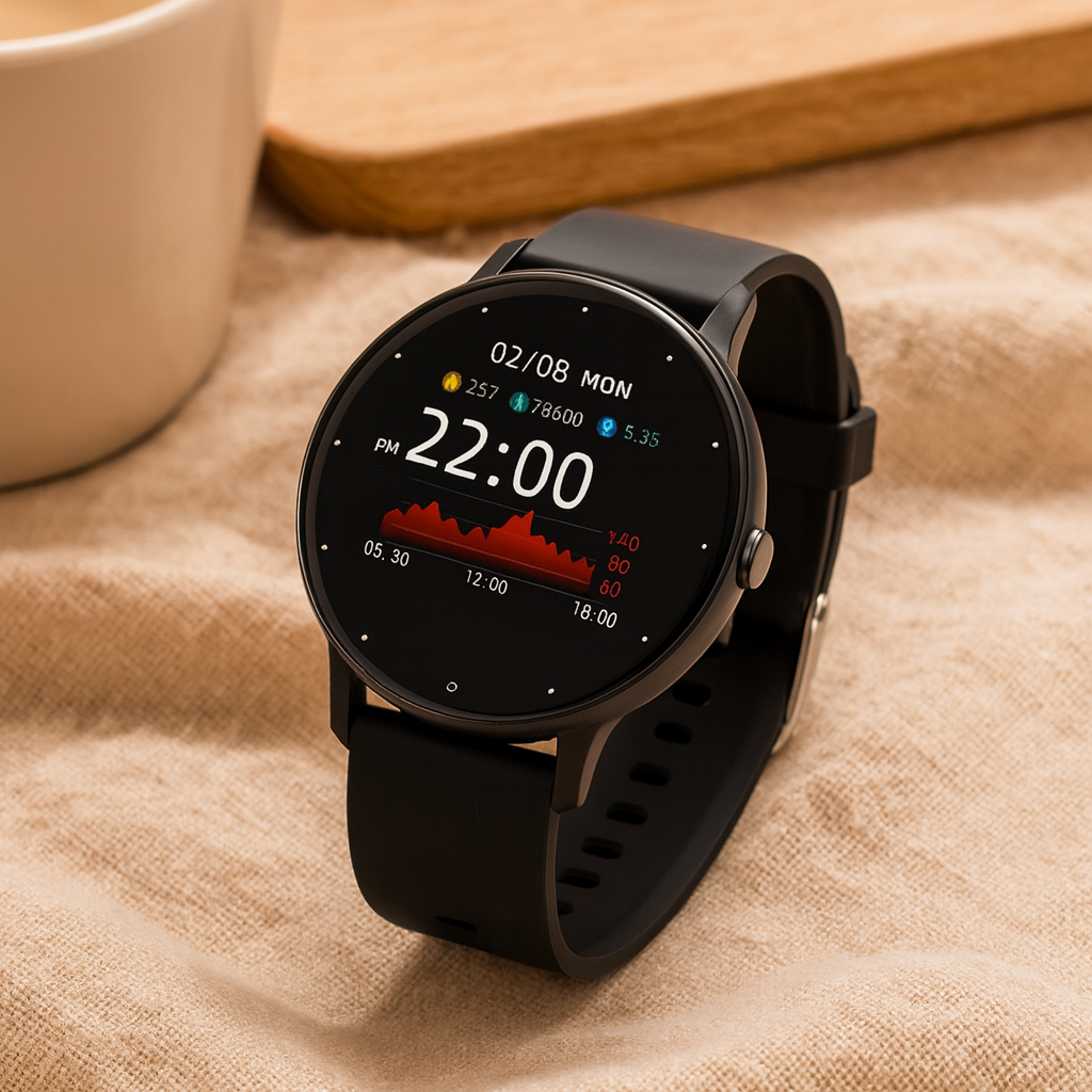 PulseSync | Kardiovaskulær Smartwatch med Hjerteovervågning, Opkalds- og Beskedpåmindelser og Døgnfitness-Tracking