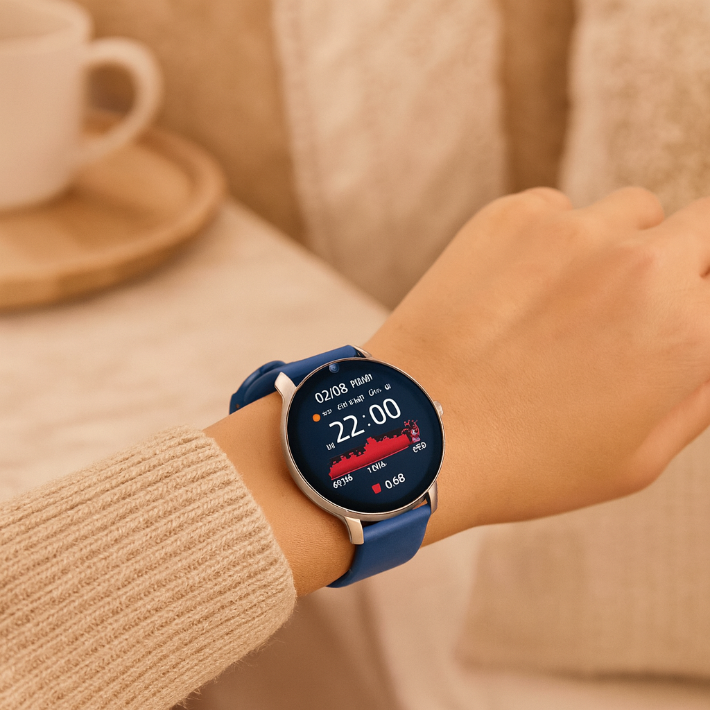 PulseSync | Kardiovaskulær Smartwatch med Hjerteovervågning, Opkalds- og Beskedpåmindelser og Døgnfitness-Tracking