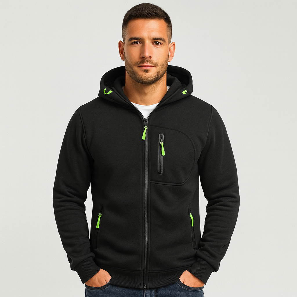 Raventon | Herrejakke med hætte og lynlås til efterår og vinter