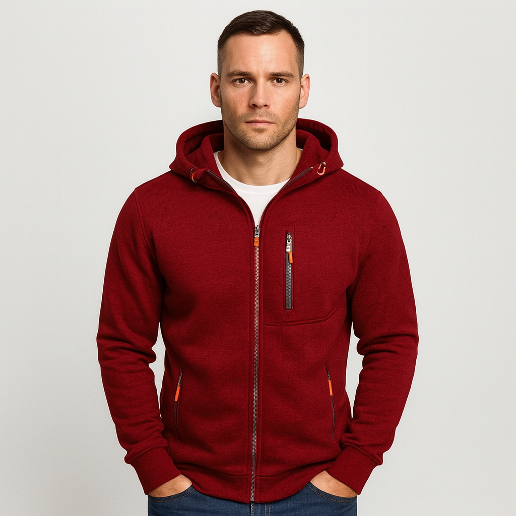 Raventon | Herrejakke med hætte og lynlås til efterår og vinter