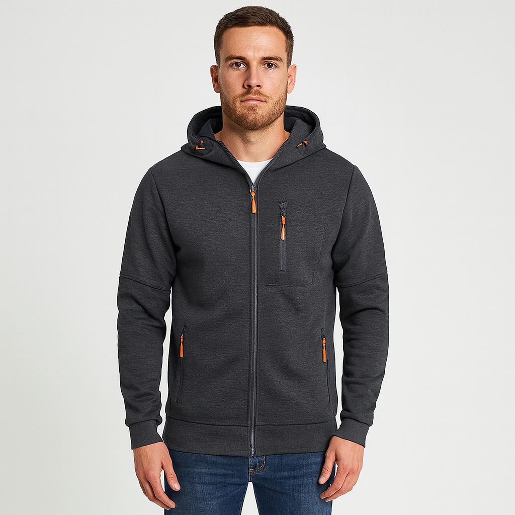 Raventon | Herrejakke med hætte og lynlås til efterår og vinter