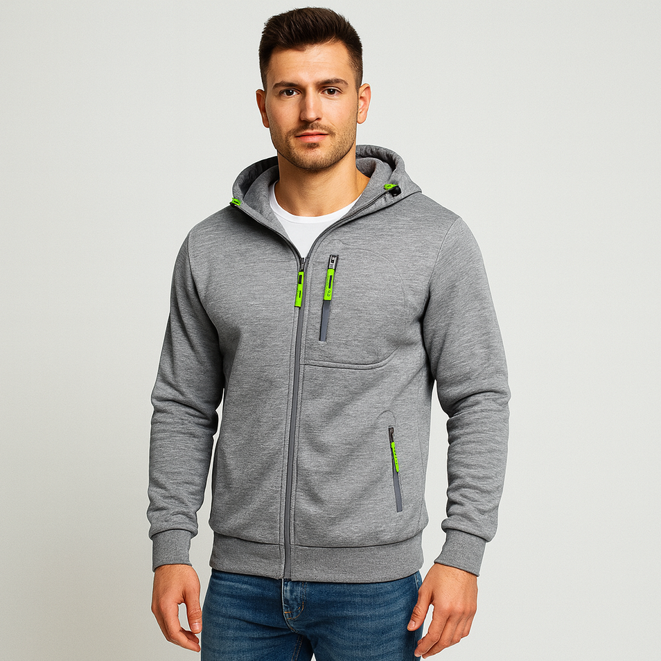 Raventon | Herrejakke med hætte og lynlås til efterår og vinter