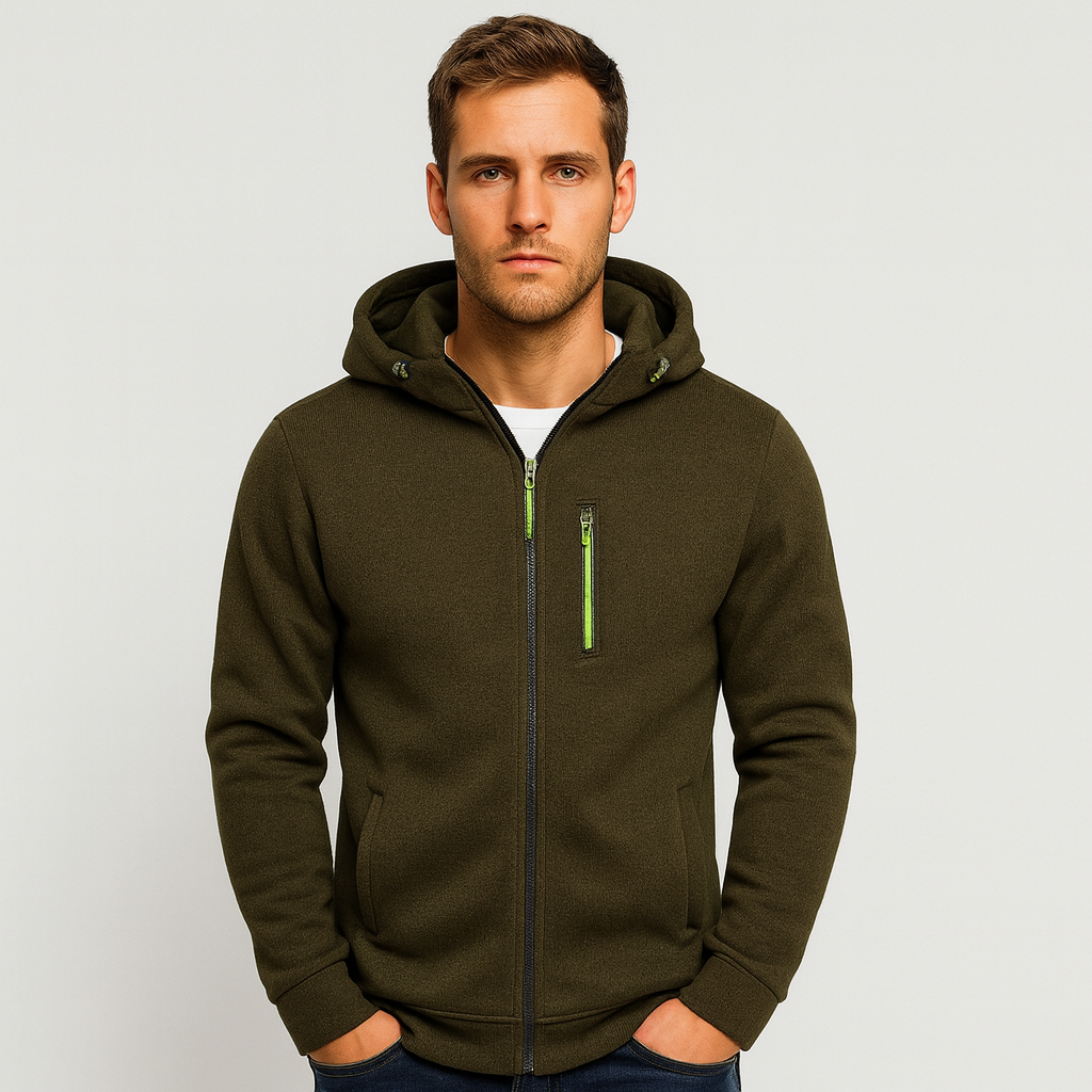 Raventon | Herrejakke med hætte og lynlås til efterår og vinter