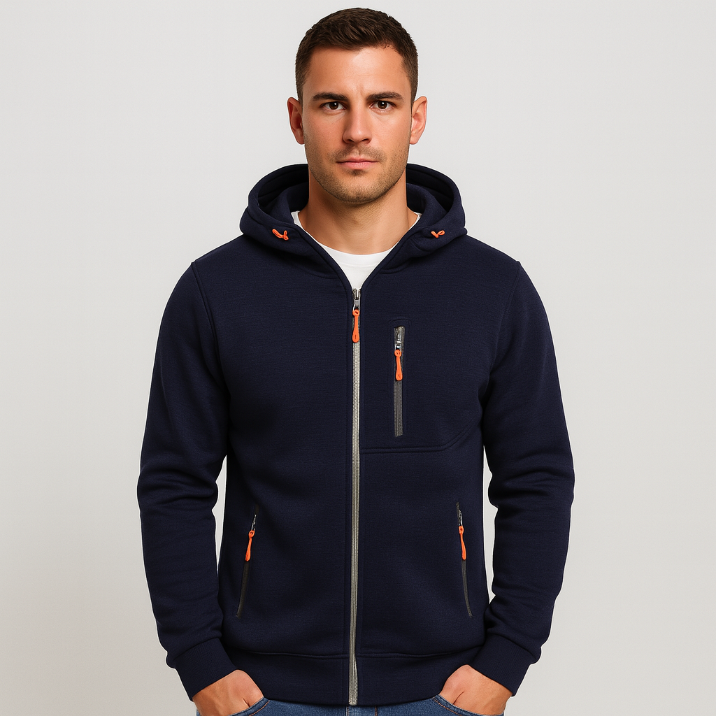 Raventon | Herrejakke med hætte og lynlås til efterår og vinter