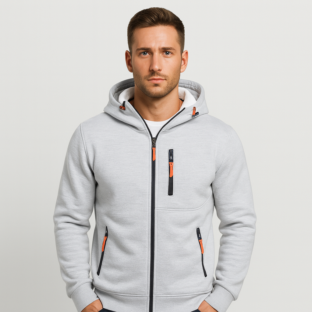 Raventon | Herrejakke med hætte og lynlås til efterår og vinter