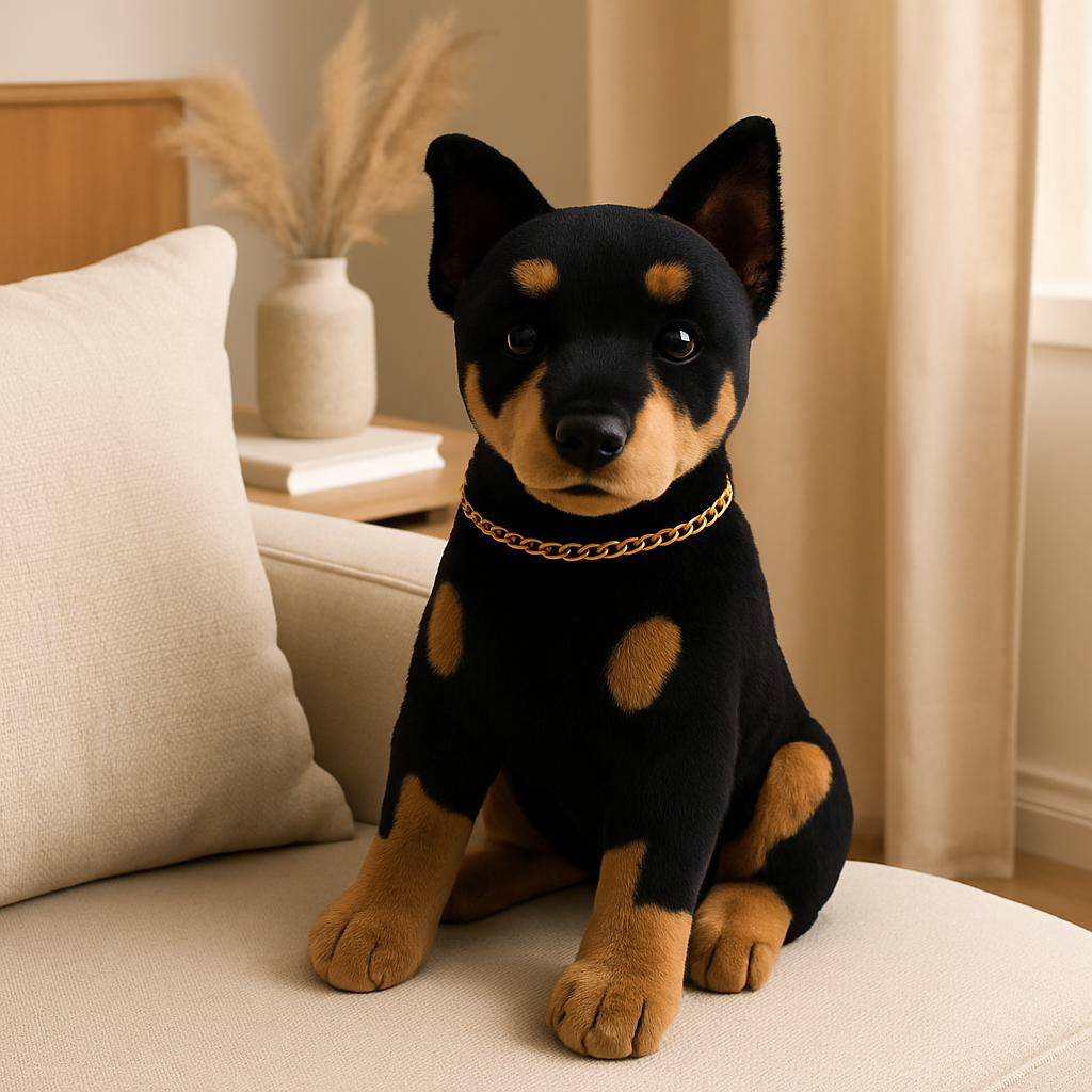 Realistisk Doberman Plyshund – Naturtro Kælehvalp til Børn og Voksne