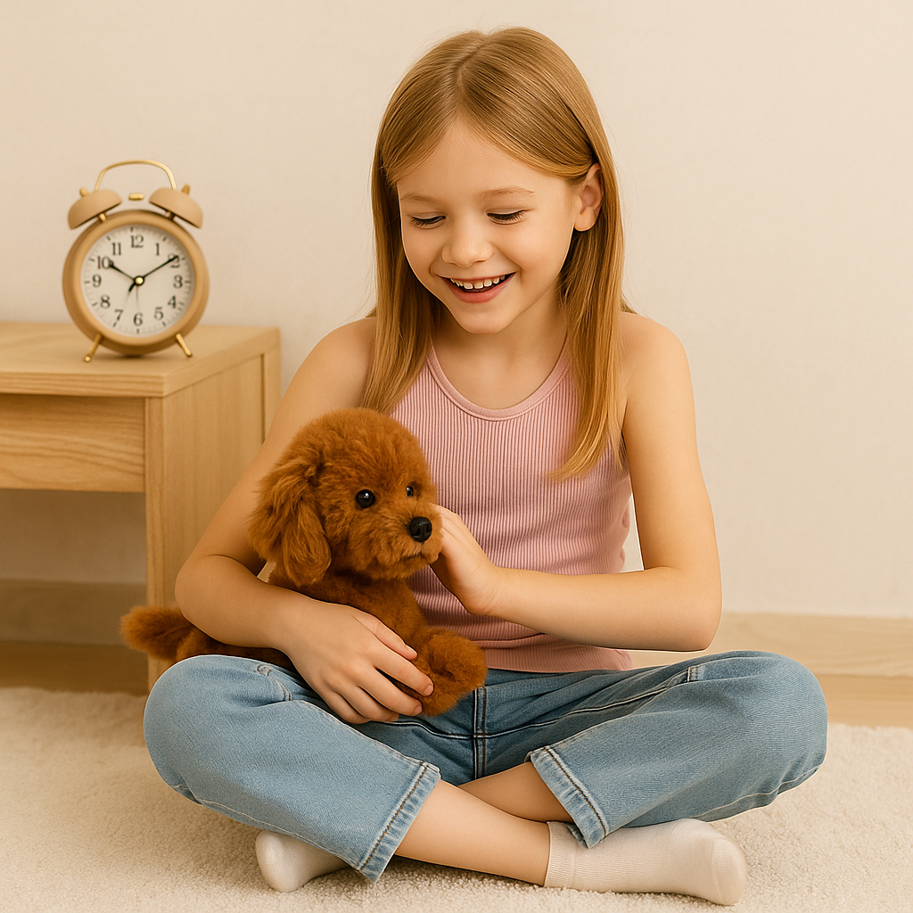 Realistisk plyshund – Livagtig krammehvalp til børn og voksne