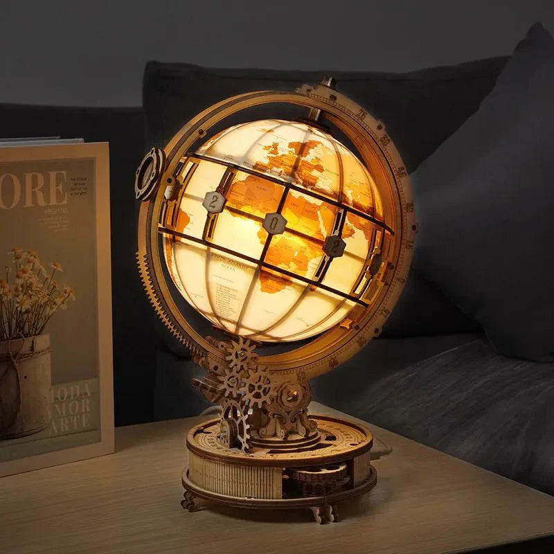 TerraLite roterende verdenskortlampe med elegant glød