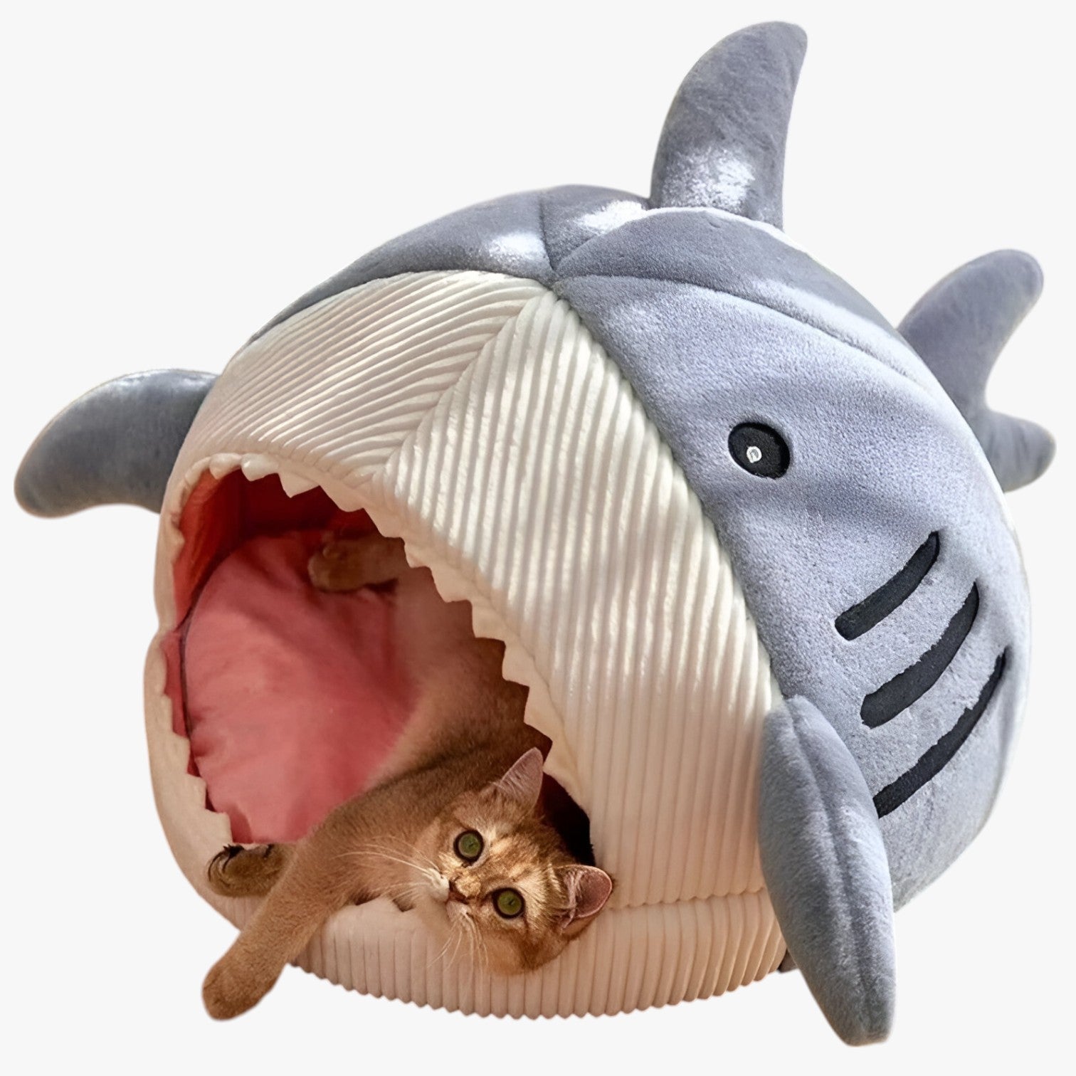 SharkSnug- Blødt Hajformet Kæledyrsbed med Komfortabelt Indre