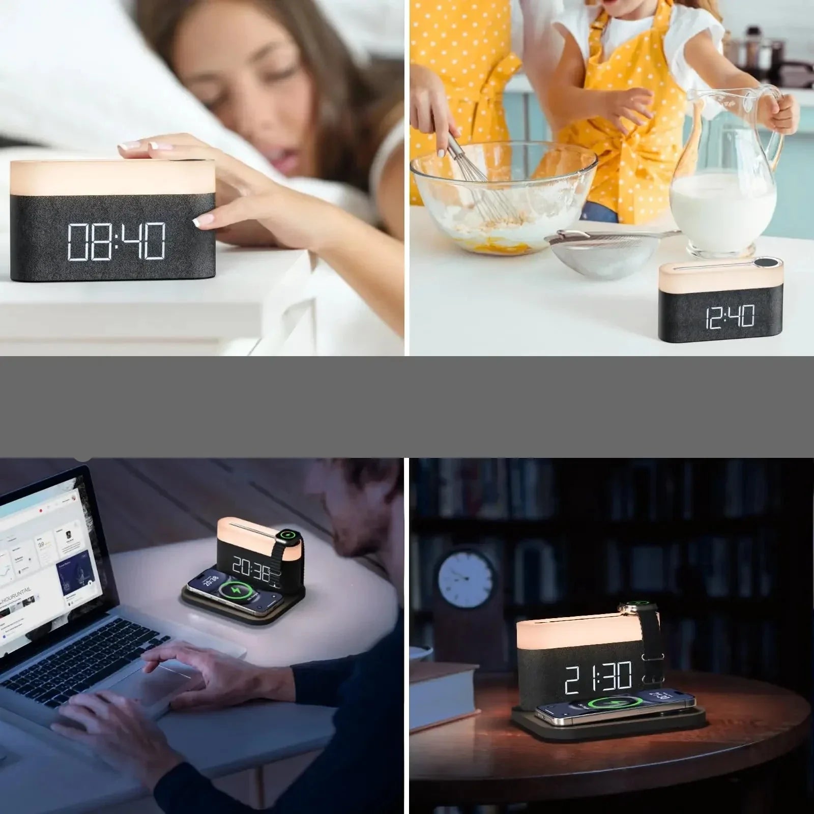 LumiCharge 15W Trådløs Oplader – Med Natlys & Alarmfunktion