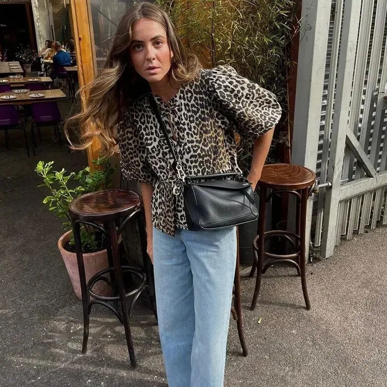 Bella Leopard Sløjfe Top