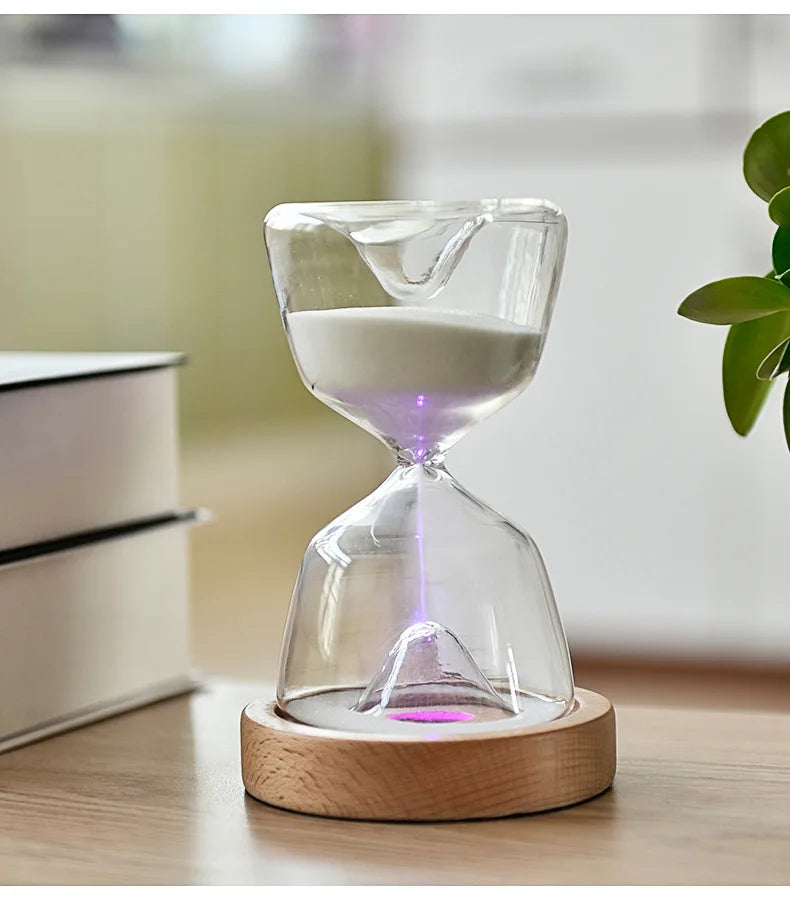 TimelessGlow - Elegant LED timeglas-natlys med fjernbetjening