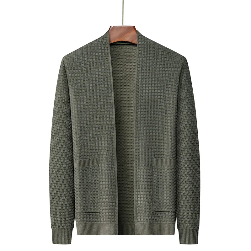 Matheo - Slim-fit strikcardigan med lommer