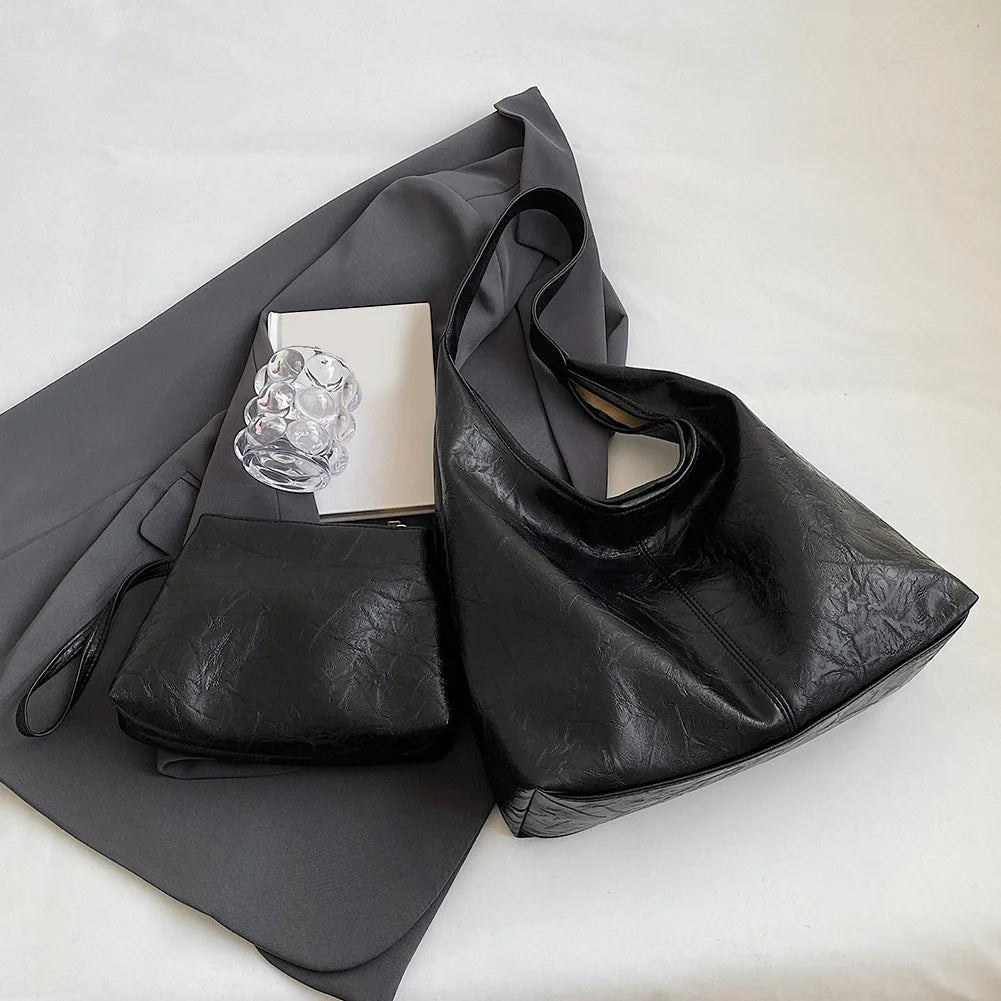 Kath Vintage PU-skuldertaske i læder