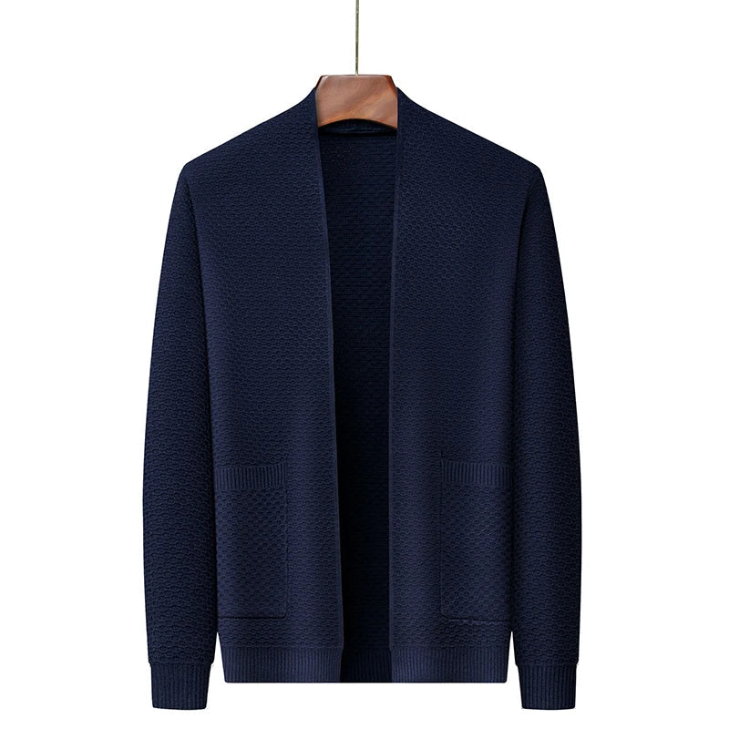 Matheo - Slim-fit strikcardigan med lommer