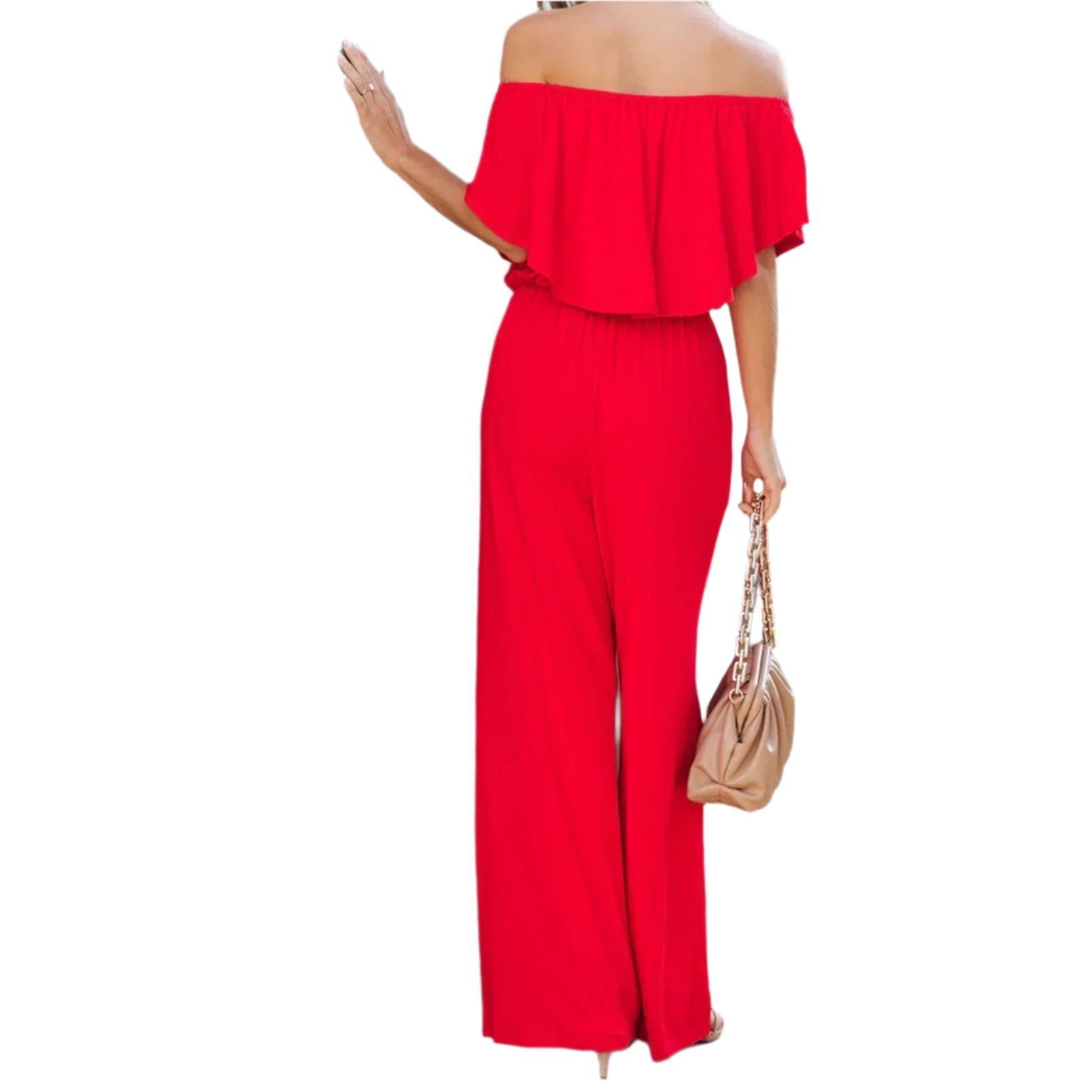 Jannie - Draperet off-skulder jumpsuit