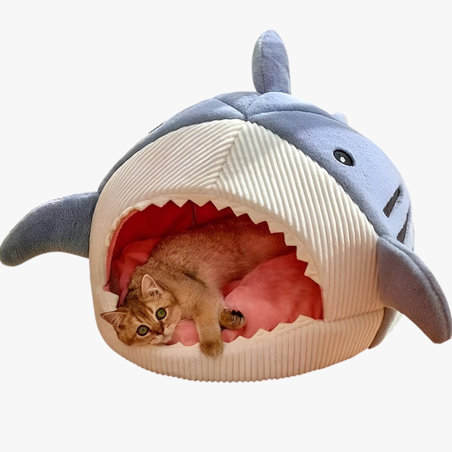 SharkSnug- Blødt Hajformet Kæledyrsbed med Komfortabelt Indre