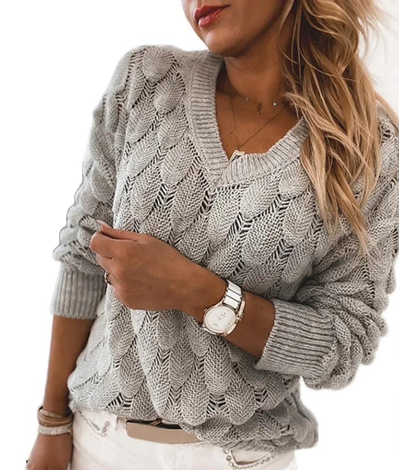 Ally - Komfortabel sweater med V-hals