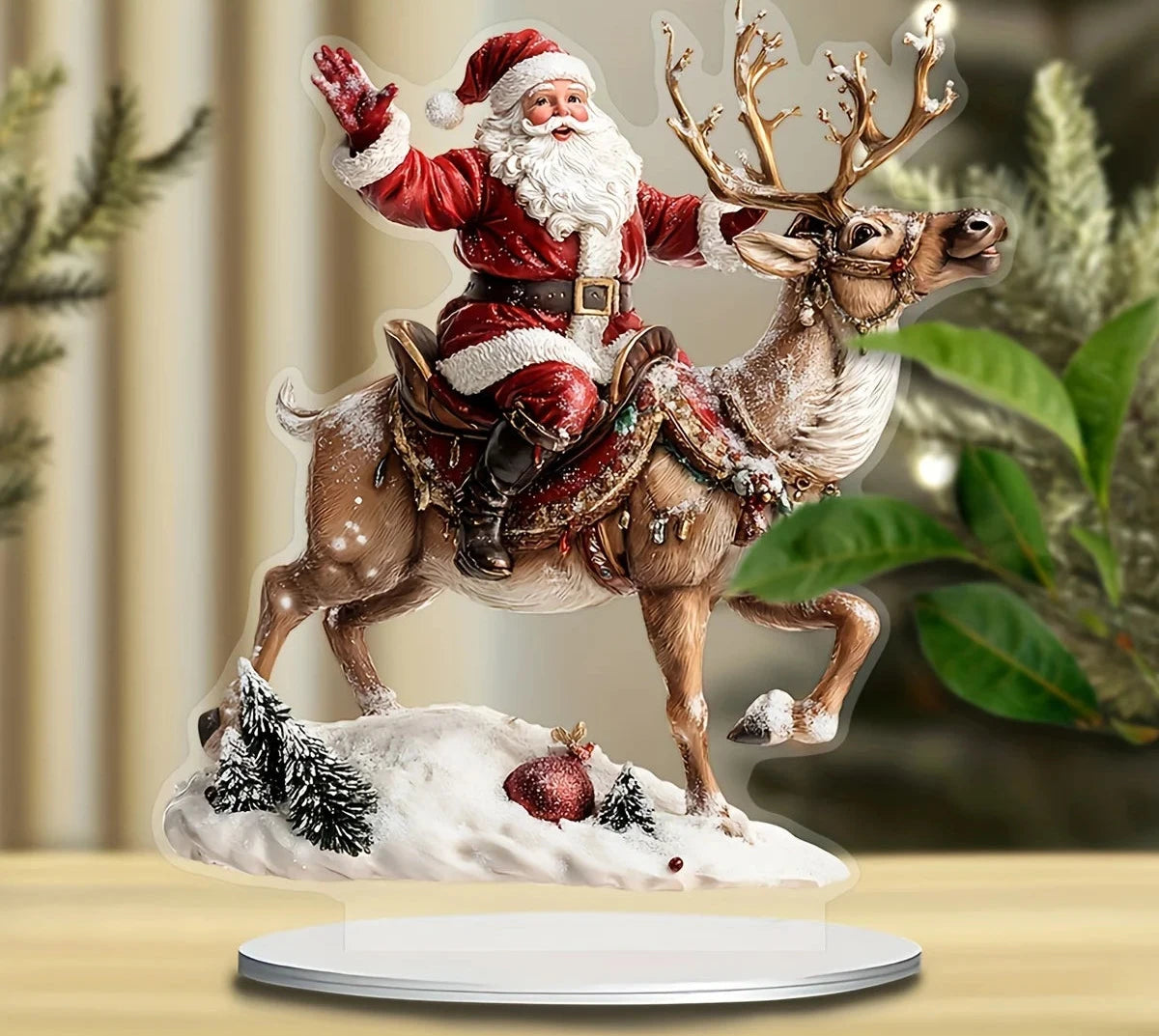Julemanden ridende rensdyrfigur